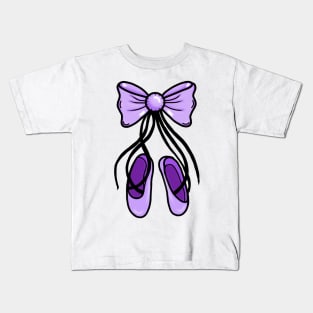 Purple Ballerina Ballet Dance Shoes Kids T-Shirt